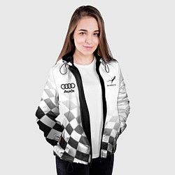 Куртка с капюшоном женская Audi Quattro, Ауди Кватро, Финишный флаг, цвет: 3D-черный — фото 2