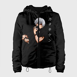 Куртка с капюшоном женская Токийский Гуль снимает маску Иероглифы, цвет: 3D-черный