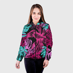 Куртка с капюшоном женская Папоротниковый неон, цвет: 3D-черный — фото 2