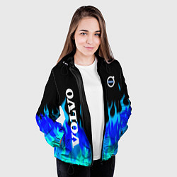 Куртка с капюшоном женская Volvo размытый огонь, цвет: 3D-черный — фото 2