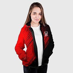 Куртка с капюшоном женская Honda - Red texture, цвет: 3D-черный — фото 2