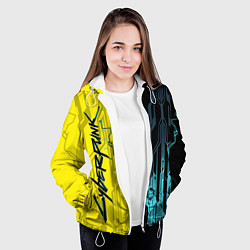 Куртка с капюшоном женская CYBERPUNK 2077 Логотип, цвет: 3D-белый — фото 2