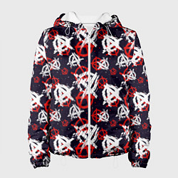 Куртка с капюшоном женская Анархия текстура, цвет: 3D-белый
