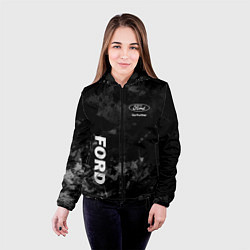 Куртка с капюшоном женская Ford, Форд, Серый фон, цвет: 3D-черный — фото 2