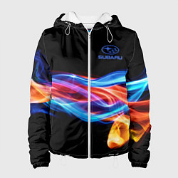 Куртка с капюшоном женская Subaru Пламя огня, цвет: 3D-белый