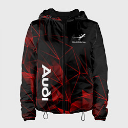 Куртка с капюшоном женская Ауди, Audi Красный узор, цвет: 3D-черный