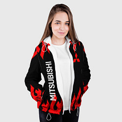 Куртка с капюшоном женская Mitsubish: Нарисованный огонь, цвет: 3D-белый — фото 2