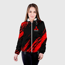 Куртка с капюшоном женская Mitsubishi Texture Red, цвет: 3D-белый — фото 2