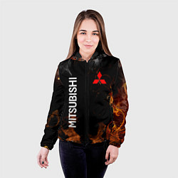 Куртка с капюшоном женская Mitsubishi огонь из листьев, цвет: 3D-черный — фото 2