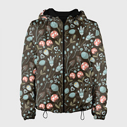 Женская куртка Цветы и ягоды паттерн