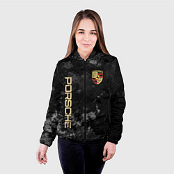 Куртка с капюшоном женская Порше Porsche серый фон, цвет: 3D-черный — фото 2