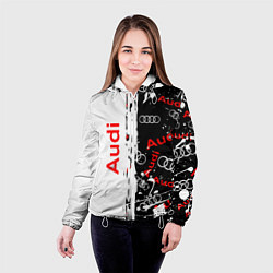 Куртка с капюшоном женская АУДИ Autosport Паттерн, цвет: 3D-белый — фото 2
