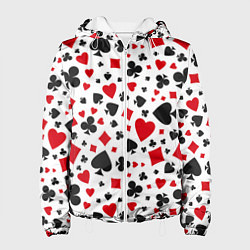Куртка с капюшоном женская Картёжные Масти, цвет: 3D-белый