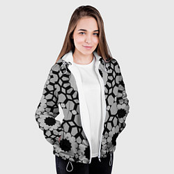 Куртка с капюшоном женская Модный геометрический узор, цвет: 3D-белый — фото 2