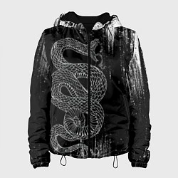 Куртка с капюшоном женская Snake Краски Змея ЧБ, цвет: 3D-черный