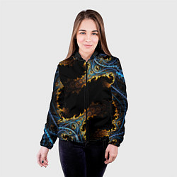 Куртка с капюшоном женская Огненные фракталы 3d, цвет: 3D-черный — фото 2