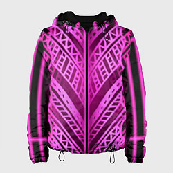 Женская куртка Неоновая абстракция Розовый светящийся узор на тем