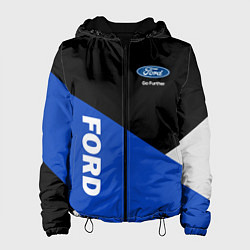 Куртка с капюшоном женская FORD ФОРД ЧЕРНЫЙ СИНИЙ БЕЛЫЙ, цвет: 3D-черный