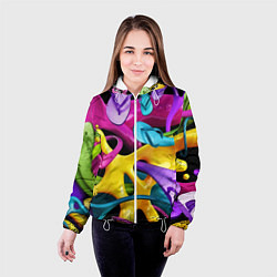 Куртка с капюшоном женская Пляжный паттерн Summer, цвет: 3D-белый — фото 2