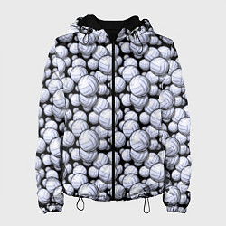 Куртка с капюшоном женская Волейбольные Мячи Volleyballs, цвет: 3D-черный