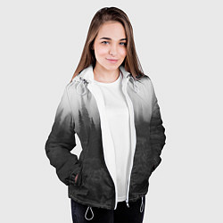 Куртка с капюшоном женская Туманный лес - туман, цвет: 3D-белый — фото 2