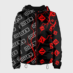 Куртка с капюшоном женская DOTA 2 Молнии Паттерны, цвет: 3D-черный