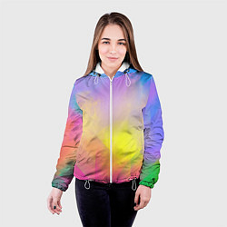 Куртка с капюшоном женская Красочный неон, цвет: 3D-белый — фото 2