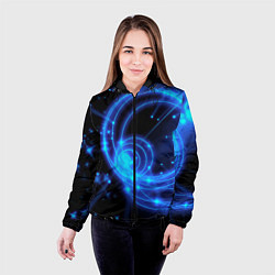 Куртка с капюшоном женская Неоновый космос Neon space, цвет: 3D-черный — фото 2