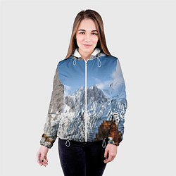 Куртка с капюшоном женская Minecraft Mountains Video game, цвет: 3D-белый — фото 2