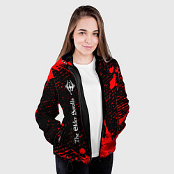 Куртка с капюшоном женская TESV: SKYRIM - Краска Вертикально, цвет: 3D-черный — фото 2