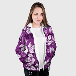 Куртка с капюшоном женская Фиолетовый вьюнок, цвет: 3D-белый — фото 2