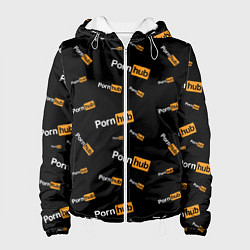 Куртка с капюшоном женская PORN HUB НАДПИСИ ПАТТЕРН, цвет: 3D-белый