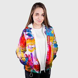 Куртка с капюшоном женская Импрессионизм Лето Абстракция Impressionism Summer, цвет: 3D-белый — фото 2