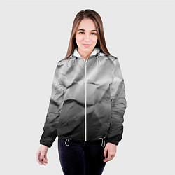 Куртка с капюшоном женская Мятая бумага Текстура Crumpled Paper Texture, цвет: 3D-белый — фото 2