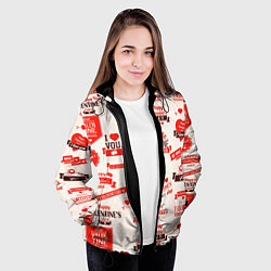 Куртка с капюшоном женская Поздравления - паттерн - HAPPY VALENTINES DAY, цвет: 3D-черный — фото 2