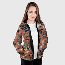 Куртка с капюшоном женская Цветы Сад Кирпичного Цвета, цвет: 3D-черный — фото 2