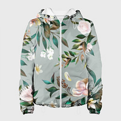 Куртка с капюшоном женская Цветы Цветочный Букет, цвет: 3D-белый