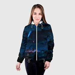 Куртка с капюшоном женская Мальчик смотрит в небо, цвет: 3D-белый — фото 2