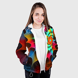 Куртка с капюшоном женская Красочная неоновая спираль Colorful neon spiral, цвет: 3D-белый — фото 2