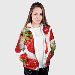 Куртка с капюшоном женская Strawberries, цвет: 3D-белый — фото 2