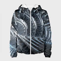 Куртка с капюшоном женская Фрактальный абстрактный паттерн Броня Fractal Abst, цвет: 3D-белый