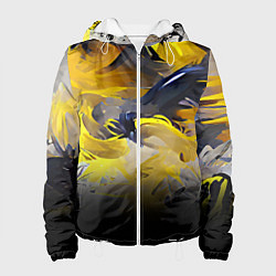Куртка с капюшоном женская Желтые разводы краски, цвет: 3D-белый