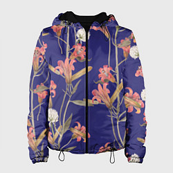 Куртка с капюшоном женская Цветы Оранжевые Лилии, цвет: 3D-черный
