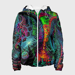 Куртка с капюшоном женская Фантастическая авангардная композиция Абстракция F, цвет: 3D-белый