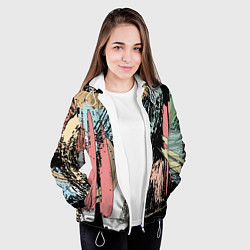 Куртка с капюшоном женская Абстрактные мазки цветной краской abstraction, цвет: 3D-белый — фото 2