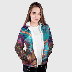 Куртка с капюшоном женская Floral composition Цветочная композиция, цвет: 3D-белый — фото 2