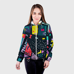 Куртка с капюшоном женская Абстракционизм Геометрические Формы и Фигуры, цвет: 3D-белый — фото 2