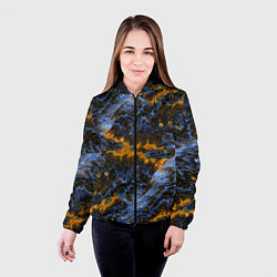 Куртка с капюшоном женская Оранжево-Синяя Вулканическая Лава, цвет: 3D-черный — фото 2