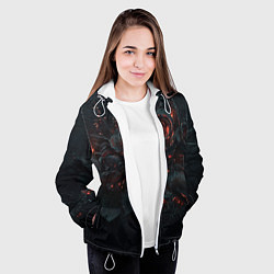 Куртка с капюшоном женская Тлеющий розы, цвет: 3D-белый — фото 2