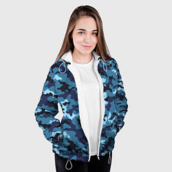 Куртка с капюшоном женская Камуфляж Тёмно-Синий Camouflage Dark-Blue, цвет: 3D-белый — фото 2